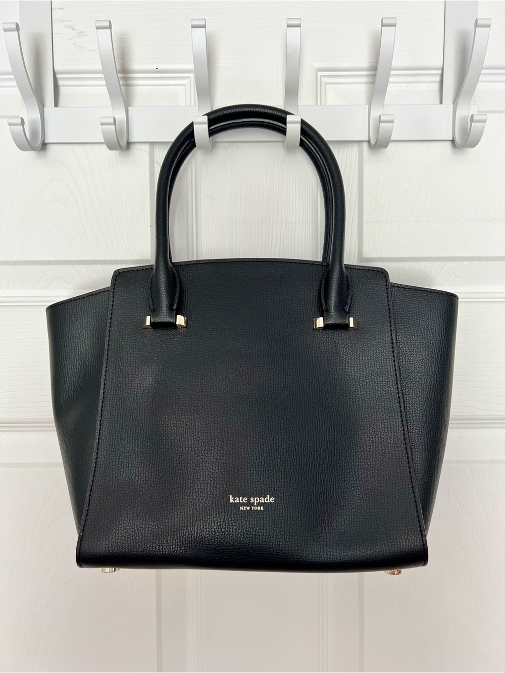 Kate Spade Black Saffiano Leather Medium Satchel with Gold Hardware